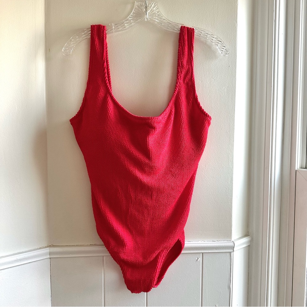 J. Crew NWT Claudia Scrunchie One Piece Swimsuit Ripe Raspberry Women’s Size 14